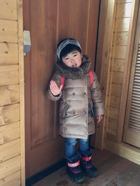 「RUGGEDWORKS（ラゲッドワークス）のアイテム（ダウンジャケット/コート）」を使った、あつさん（キッズ・90cm）の冬コーディネート