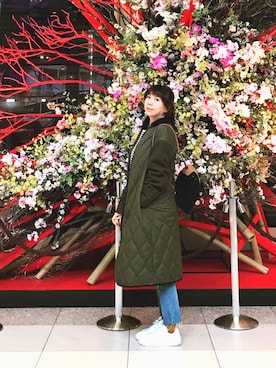 「BEAMS（ビームス）のアイテム（モッズコート）」を使った、洪肯蒂さん（レディース・153cm）の春コーディネート