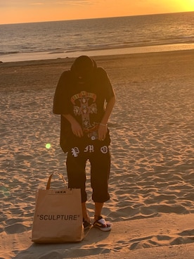 「off white（オフホワイト）のアイテム（トートバッグ）」を使った、Kawakita Ryutoさん（メンズ・183cm）の夏コーディネート