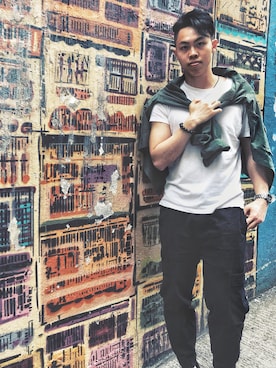 「PULL&BEAR（プルアンドベア）のアイテム（ミリタリージャケット）」を使った、Winjayさん（メンズ・175cm）の春コーディネート