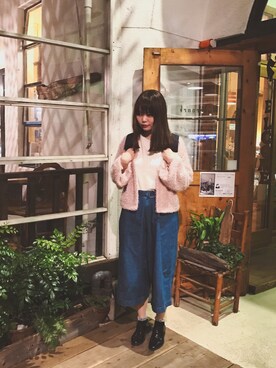 「flower（フラワー）のアイテム（ブルゾン）」を使った、Emma Yangさん（レディース・167cm）の春コーディネート