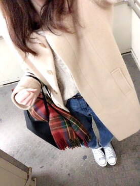 「VIS（ビス）のアイテム（ステンカラーコート）」を使った、Nさん（レディース・164cm）の春コーディネート