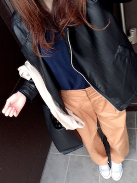 「e.r.g*（イーアールジー）のアイテム（ジャケット/アウター）」を使った、Nさん（レディース・164cm）の春コーディネート