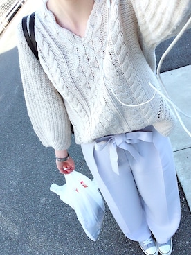 「e.r.g*（イーアールジー）のアイテム（トップス）」を使った、Nさん（レディース・164cm）の秋コーディネート