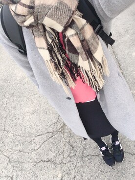 「UNIQLO（ユニクロ）のワッフルVネックT（長袖）（Tシャツ/カットソー）」を使った、Nさん（レディース・164cm）の冬コーディネート