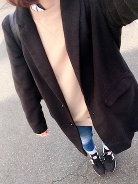 「AS KNOW AS PINKY（アズノゥアズピンキー）のアイテム（チェスターコート）」を使った、Nさん（レディース・164cm）の冬コーディネート