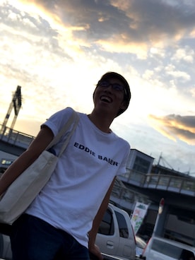 「Eddie Bauer（エディーバウアー）のアイテム（Tシャツ/カットソー）」を使った、ゆうとさん（メンズ・168cm）の夏コーディネート