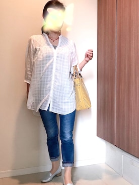 「UNTITLED（アンタイトル）のアイテム（かごバッグ）」を使った、puchitomatoさん（レディース・151cm）の夏コーディネート