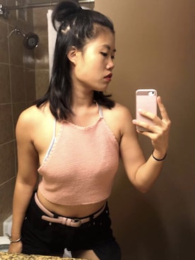 「アイテム（水着、シルバー系）」を使った、Ruoさん（レディース・170cm）の春コーディネート