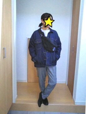 「グレンチェック」｜「アイテム（デニムジャケット）」を使った、みぃさん。さん（レディース・157cm）の秋コーディネート