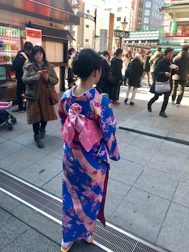 「kimono」｜「アイテム（浴衣）」を使った、Michelle さん（レディース・158cm）の冬コーディネート