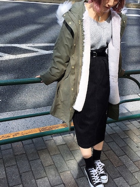 「PAGEBOY（ページボーイ）のアイテム（モッズコート）」を使った、Hinechiさん（レディース・158cm）の秋コーディネート