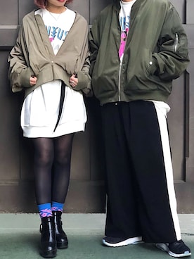 「Another Edition（アナザーエディション）のアイテム（MA-1）」を使った、Hinechiさん（レディース・158cm）の秋コーディネート