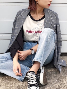 「CONVERSE（コンバース）のconverse（コンバース） ALL STAR OX（オールスターOX）（スニーカー）」を使った、Hinechiさん（レディース・158cm）の冬コーディネート