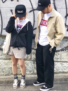 「kutir（クティール）のアイテム（帽子）」を使った、Hinechiさん（レディース・158cm）の春コーディネート