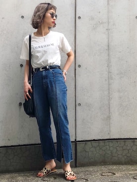 「CANAL JEAN（キャナルジーン）のfrom Lagoon(フロムラグーン) クロスレザーサンダル（サンダル）」を使った、Hinechiさん（レディース・158cm）の春コーディネート
