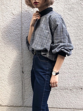 Pageboy ページボーイ の グレンチェックリブプルオーバー Tシャツ カットソー Wear