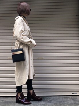 「PAGEBOY」｜「アイテム（シャツワンピース）」を使った、Hinechiさん（レディース・158cm）の冬コーディネート