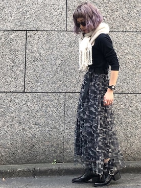 Pageboy ページボーイ の 迷彩チュールプリーツスカート スカート Wear