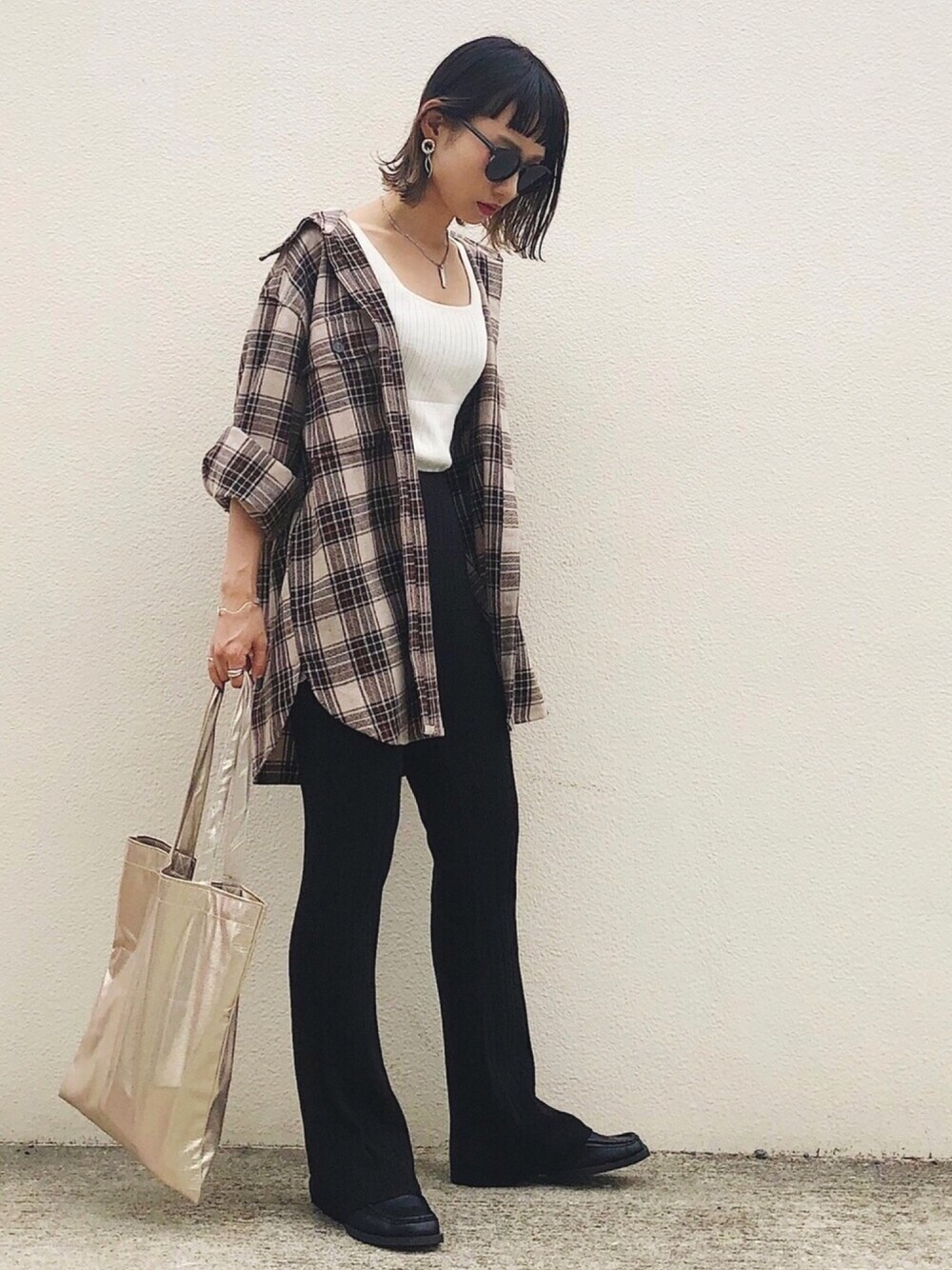 Hinechiさんの「WEARISTA YUKI × AUNT MARIE'S チェックCPO BIGシャツ（Aunt Marie's）」を使ったコーディネート