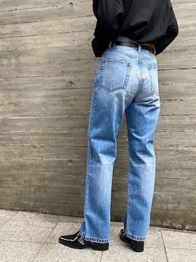 「ハイウエストストレートジーンズ」｜Hinechiさん（レディース・158cm）の冬コーディネート