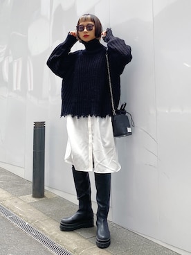 「yukichi.（ユキチ）のアイテム」を使った、Hinechiさん（レディース・158cm）の冬コーディネート