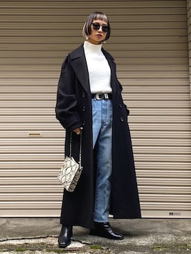 「PAGEBOY」｜「アイテム（ダウンジャケット/コート）」を使った、Hinechiさん（レディース・158cm）の冬コーディネート