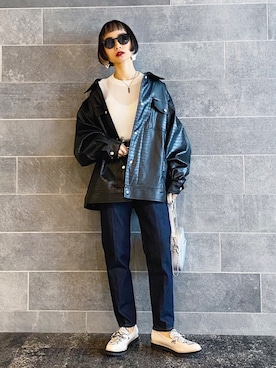 「オーバーコート」｜「アイテム（ブルゾン）」を使った、Hinechiさん（レディース・158cm）の冬コーディネート