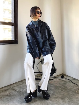 「オーバーコート」｜「アイテム（ブルゾン）」を使った、Hinechiさん（レディース・158cm）の冬コーディネート