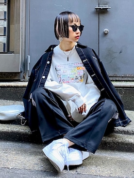 「モードストリート」｜「アイテム（ジャケット/アウター）」を使った、Hinechiさん（レディース・158cm）の冬コーディネート
