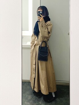 「PAGEBOY（ページボーイ）のアイテム（ステンカラーコート）」を使った、Hinechiさん（レディース・158cm）の冬コーディネート