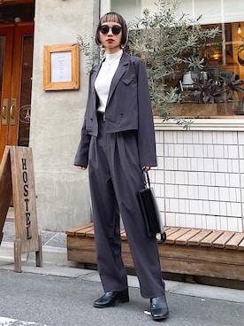 「ECRIRE（エクリール）のアイテム（ジャケット/アウター）」を使った、Hinechiさん（レディース・158cm）の冬コーディネート