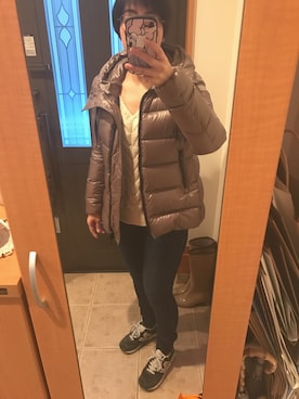 「SLOBE IENA（スローブイエナ）の3GG Vネックケーブルニット◆（ニット/セーター）」を使った、まろんさん（レディース・160cm）の冬コーディネート