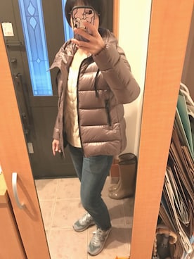 「SLOBE IENA（スローブイエナ）の3GG Vネックケーブルニット◆（ニット/セーター）」を使った、まろんさん（レディース・160cm）の冬コーディネート