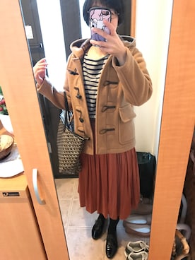 「レースアップシューズ」｜「アイテム（ダッフルコート）」を使った、まろんさん（レディース・160cm）の春コーディネート