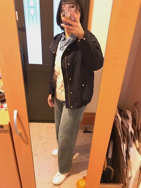 「SLOBE IENA（スローブイエナ）の3GG Vネックケーブルニット◆（ニット/セーター）」を使った、まろんさん（レディース・160cm）の秋コーディネート