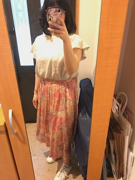 「FRAMeWORK（フレームワーク）のフレンチリネンブラウス◆（シャツ/ブラウス）」を使った、まろんさん（レディース・160cm）の夏コーディネート