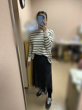 「IENA（イエナ）のレース裾フレアスカート◆（スカート）」を使った、まろんさん（レディース・160cm）の秋コーディネート