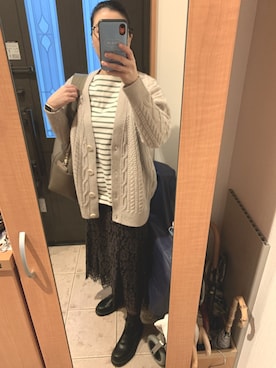 「IENA（イエナ）のレース裾フレアスカート◆（スカート）」を使った、まろんさん（レディース・160cm）の冬コーディネート