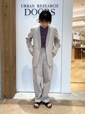 「FORK&SPOON」｜「アイテム（ノーカラージャケット）」を使った、mayanaganoさん（レディース・156cm）の春コーディネート