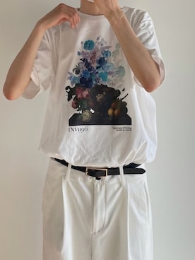 「UNIQLO（ユニクロ）のアイテム（Tシャツ/カットソー、ホワイト系）」を使った、シトロンさん（メンズ・182cm）の夏コーディネート