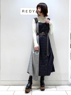 「REDYAZEL（レディアゼル）のアイテム（ブーツ）」を使った、sawaさん（レディース・154cm）の秋コーディネート
