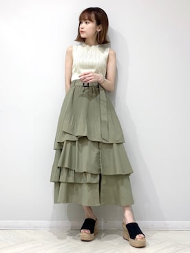 「REDYAZEL（レディアゼル）のアイテム（スカート）」を使った、sawaさん（レディース・154cm）の秋コーディネート