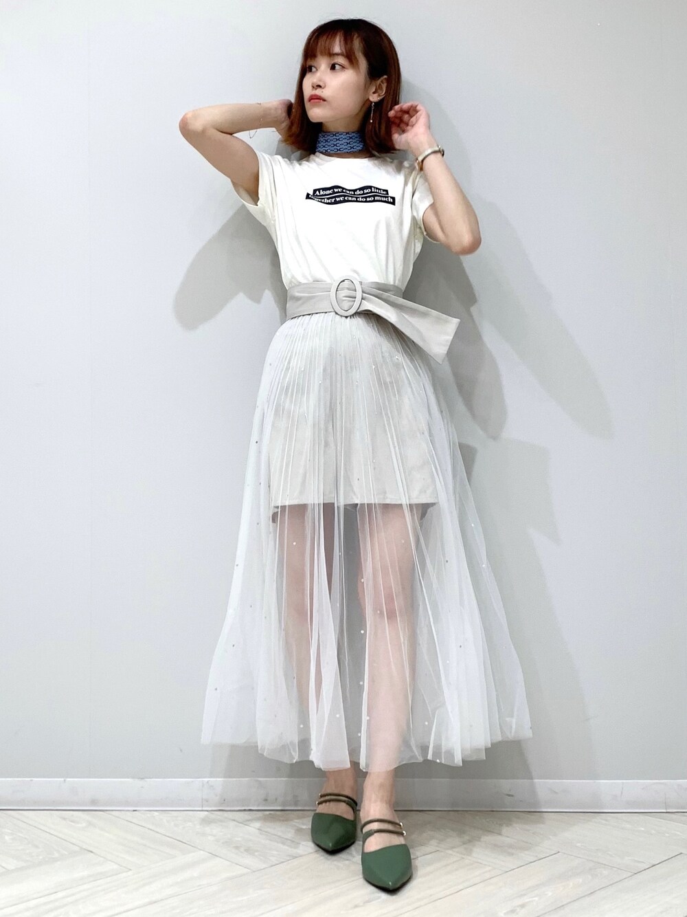 sawaさんの「オリジナル箔ドットスカート（REDYAZEL）」を使ったコーディネートの1枚目の写真