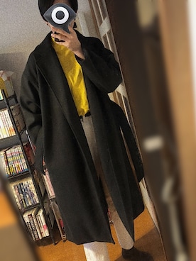 「Chillfar（チルファー）のアイテム（ステンカラーコート）」を使った、うえださん（レディース・165cm）の冬コーディネート