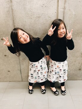 「Cienta（シエンタ）のアイテム（バレエシューズ）」を使った、EiGHTさん（キッズ・120cm）の秋コーディネート