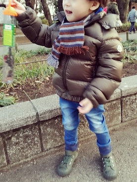 「MONCLER（モンクレール）のアイテム（ダウンジャケット/コート）」を使った、KAKA.Sさん（キッズ・90cm）の冬コーディネート