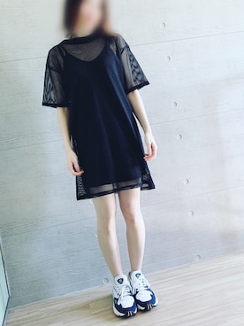 「EVRIS（エヴリス）のアイテム（ワンピース、ブラック系）」を使った、さやかさん（レディース）の春コーディネート