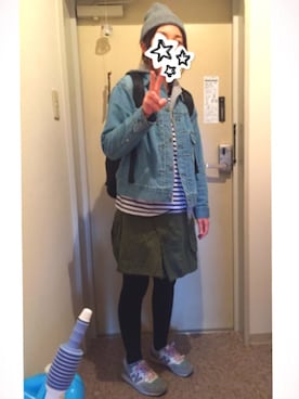 「Rodeo Crowns（ロデオクラウンズ）のアイテム（デニムジャケット）」を使った、ちゃきさん（レディース・158cm）の春コーディネート