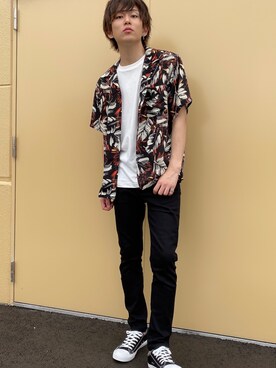 「アロハシャツ」｜西村智也さん（メンズ・178cm）の夏コーディネート